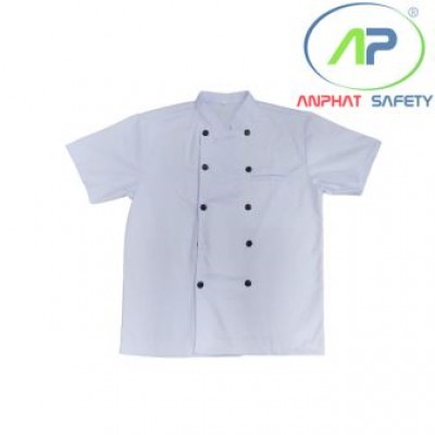 Áo bếp tay ngắn KaKi 65/35( không viền)